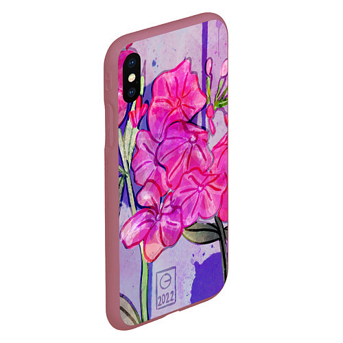 Чехол iPhone XS Max матовый Капли цветов / 3D-Малиновый – фото 2