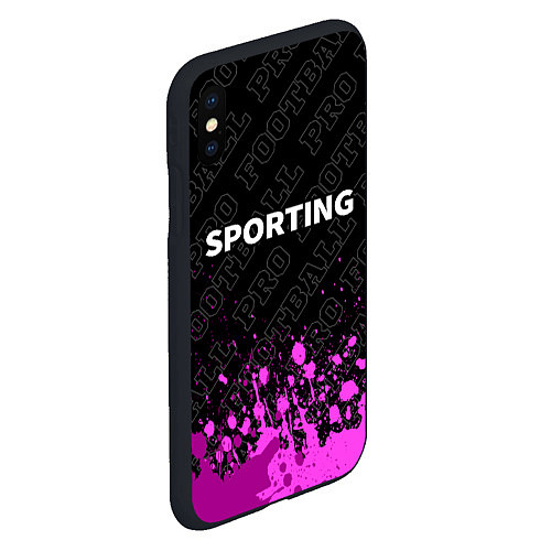 Чехол iPhone XS Max матовый Sporting pro football: символ сверху / 3D-Черный – фото 2