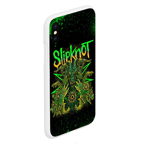 Чехол iPhone XS Max матовый Slipknot green satan / 3D-Белый – фото 2