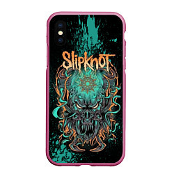 Чехол iPhone XS Max матовый Slipknot monster, цвет: 3D-малиновый