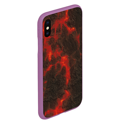 Чехол iPhone XS Max матовый Лава - текстура / 3D-Фиолетовый – фото 2