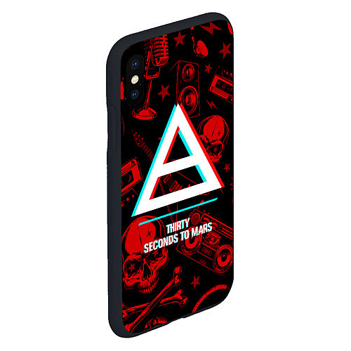 Чехол iPhone XS Max матовый Thirty Seconds to Mars rock glitch / 3D-Черный – фото 2