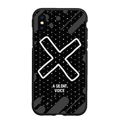 Чехол iPhone XS Max матовый A Silent Voice glitch на темном фоне, цвет: 3D-черный