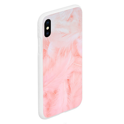 Чехол iPhone XS Max матовый Aesthetic visual art pink feathers / 3D-Белый – фото 2