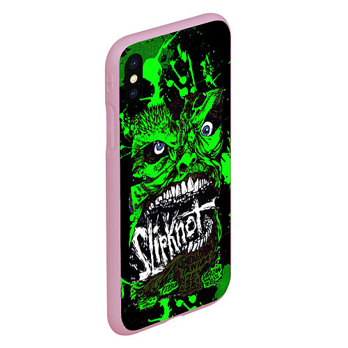 Чехол iPhone XS Max матовый Slipknot - green monster по / 3D-Розовый – фото 2