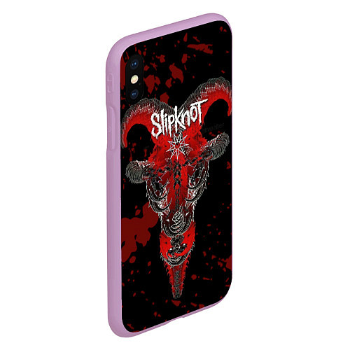 Чехол iPhone XS Max матовый Slipknot - красный козел / 3D-Сиреневый – фото 2