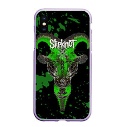 Чехол iPhone XS Max матовый Slipknot зеленый козел, цвет: 3D-светло-сиреневый