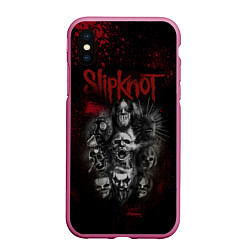 Чехол iPhone XS Max матовый Slipknot dark red, цвет: 3D-малиновый