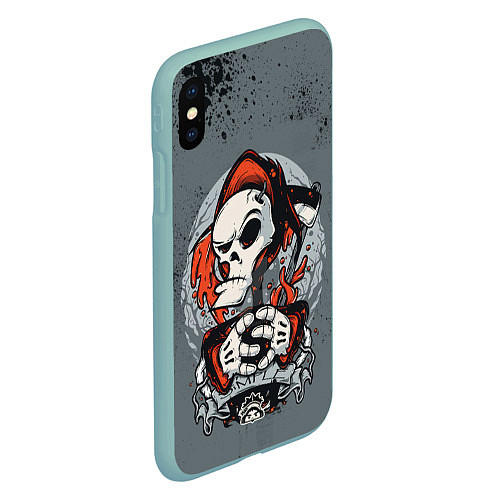 Чехол iPhone XS Max матовый Slipknot Скелет / 3D-Мятный – фото 2