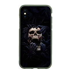 Чехол iPhone XS Max матовый Hands on skull