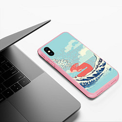 Чехол iPhone XS Max матовый Морской пейзаж с большими волнами на закате, цвет: 3D-баблгам — фото 2