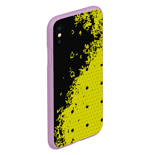 Чехол iPhone XS Max матовый Black & Yellow / 3D-Сиреневый – фото 2