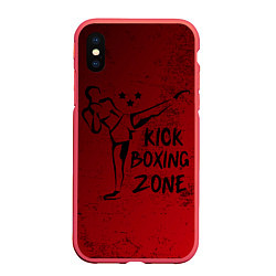 Чехол iPhone XS Max матовый Зона Кикбоксинга, цвет: 3D-красный