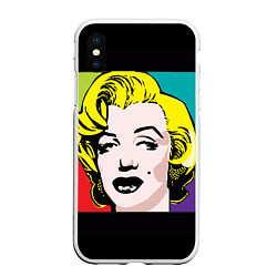 Чехол iPhone XS Max матовый Ретро портрет Мэрилин Монро, цвет: 3D-белый