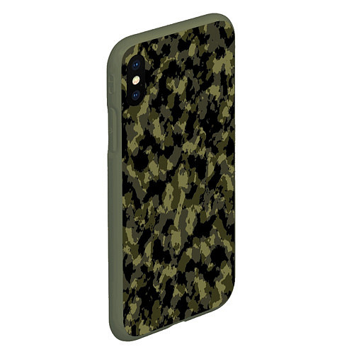 Чехол iPhone XS Max матовый Камуфляж / 3D-Темно-зеленый – фото 2