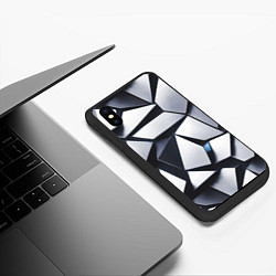 Чехол iPhone XS Max матовый Объемные кристаллы - паттерн, цвет: 3D-черный — фото 2