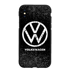 Чехол iPhone XS Max матовый Volkswagen с потертостями на темном фоне, цвет: 3D-черный