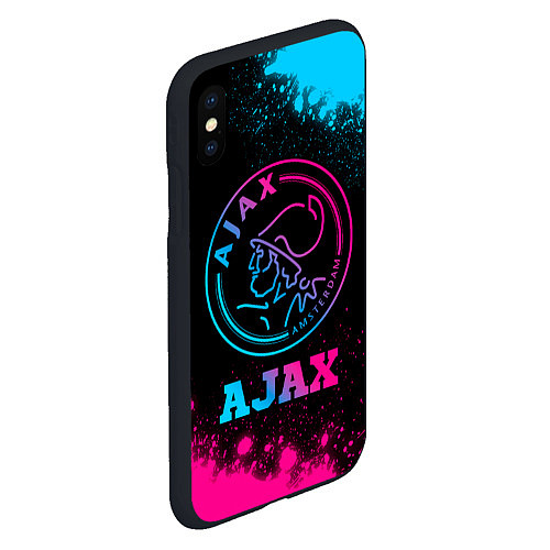 Чехол iPhone XS Max матовый Ajax - neon gradient / 3D-Черный – фото 2