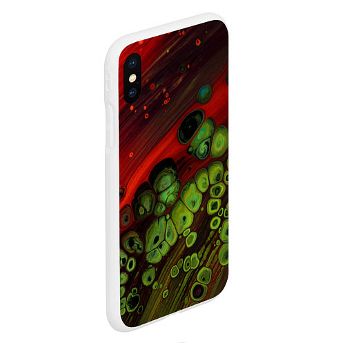 Чехол iPhone XS Max матовый Абстрактные красный песок и зелёные камни / 3D-Белый – фото 2