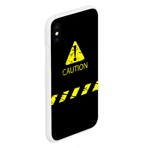 Чехол iPhone XS Max матовый CAUTION - Осторожно опасность / 3D-Белый – фото 2