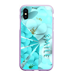 Чехол iPhone XS Max матовый Нежный цветочный smile, цвет: 3D-сиреневый