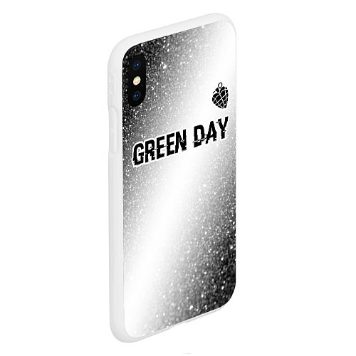 Чехол iPhone XS Max матовый Green Day glitch на светлом фоне: символ сверху / 3D-Белый – фото 2