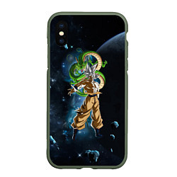 Чехол iPhone XS Max матовый Dragon Ball - Space - Son Goku, цвет: 3D-темно-зеленый