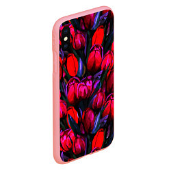 Чехол iPhone XS Max матовый Тюльпаны - поле красных цветов, цвет: 3D-баблгам — фото 2