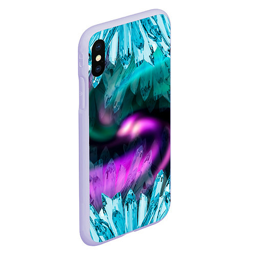 Чехол iPhone XS Max матовый Кристаллы и северное сияние / 3D-Светло-сиреневый – фото 2