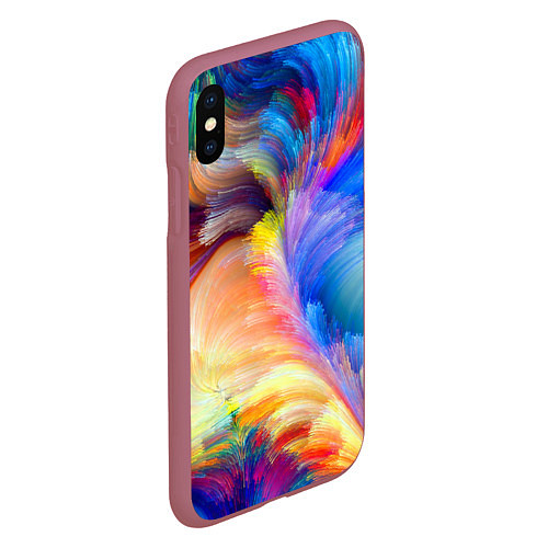 Чехол iPhone XS Max матовый Неоновое перо / 3D-Малиновый – фото 2