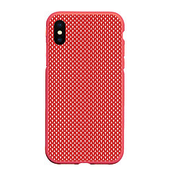 Чехол iPhone XS Max матовый Вязанное полотно - Красное, цвет: 3D-красный