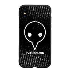 Чехол iPhone XS Max матовый Evangelion с потертостями на темном фоне, цвет: 3D-черный