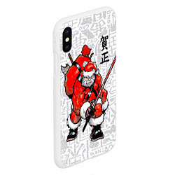 Чехол iPhone XS Max матовый Santa Claus Samurai with katana, цвет: 3D-белый — фото 2