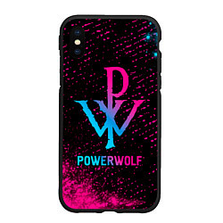 Чехол iPhone XS Max матовый Powerwolf - neon gradient, цвет: 3D-черный