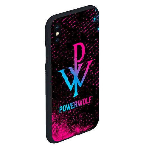 Чехол iPhone XS Max матовый Powerwolf - neon gradient / 3D-Черный – фото 2