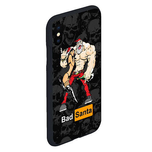 Чехол iPhone XS Max матовый Bad Santa and sexy girl / 3D-Черный – фото 2