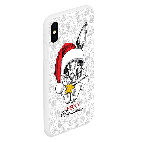 Чехол iPhone XS Max матовый Rabbit with cookies, merry Christmas / 3D-Белый – фото 2