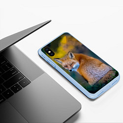 Чехол iPhone XS Max матовый Лиса подмигивает, цвет: 3D-голубой — фото 2