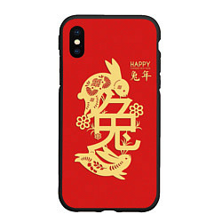 Чехол iPhone XS Max матовый Red rabbits, happy chinese new year