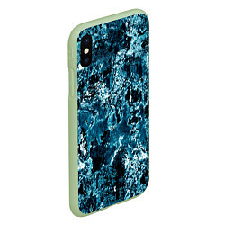 Чехол iPhone XS Max матовый Гранж - абстрактные синие разводы, цвет: 3D-салатовый — фото 2