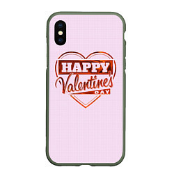 Чехол iPhone XS Max матовый Happy Valentines Day!, цвет: 3D-темно-зеленый