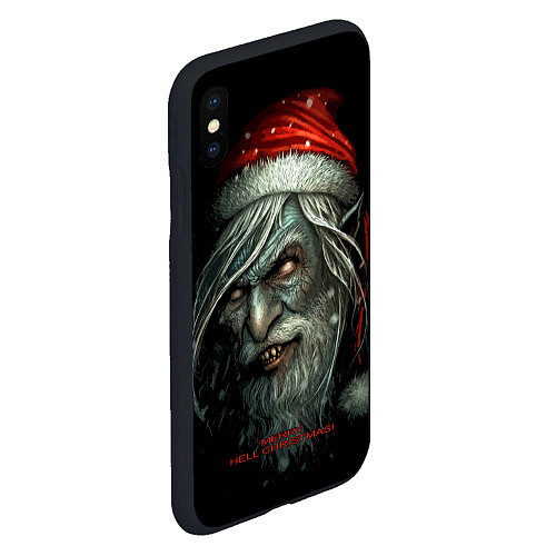 Чехол iPhone XS Max матовый Merry hill, Christmas, dark Santa / 3D-Черный – фото 2