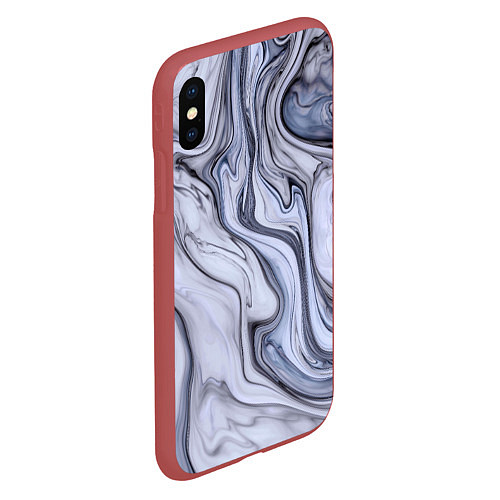 Чехол iPhone XS Max матовый Чёрная акварель / 3D-Красный – фото 2