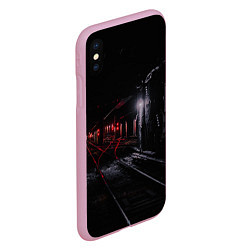 Чехол iPhone XS Max матовый Тоннель метро, цвет: 3D-розовый — фото 2