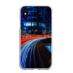 Чехол iPhone XS Max матовый Ночной мегаполис night city, цвет: 3D-белый