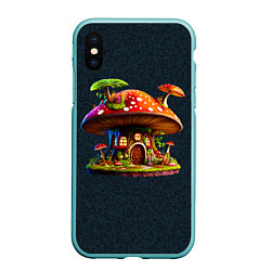 Чехол iPhone XS Max матовый Сказочный домик из гриба, цвет: 3D-мятный