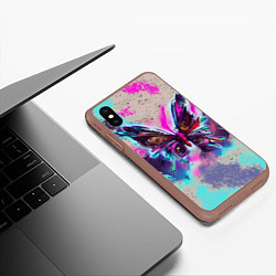 Чехол iPhone XS Max матовый Бабочка в стиле стимпанк, цвет: 3D-коричневый — фото 2