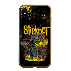 Чехол iPhone XS Max матовый Slipknot Yellow Monster