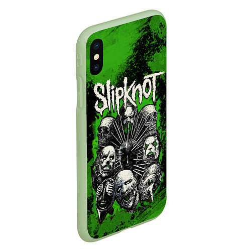 Чехол iPhone XS Max матовый Slipknot green abstract / 3D-Салатовый – фото 2