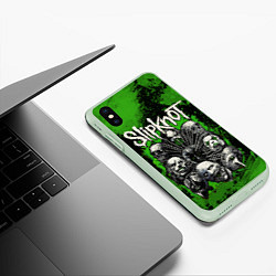 Чехол iPhone XS Max матовый Slipknot green abstract, цвет: 3D-салатовый — фото 2